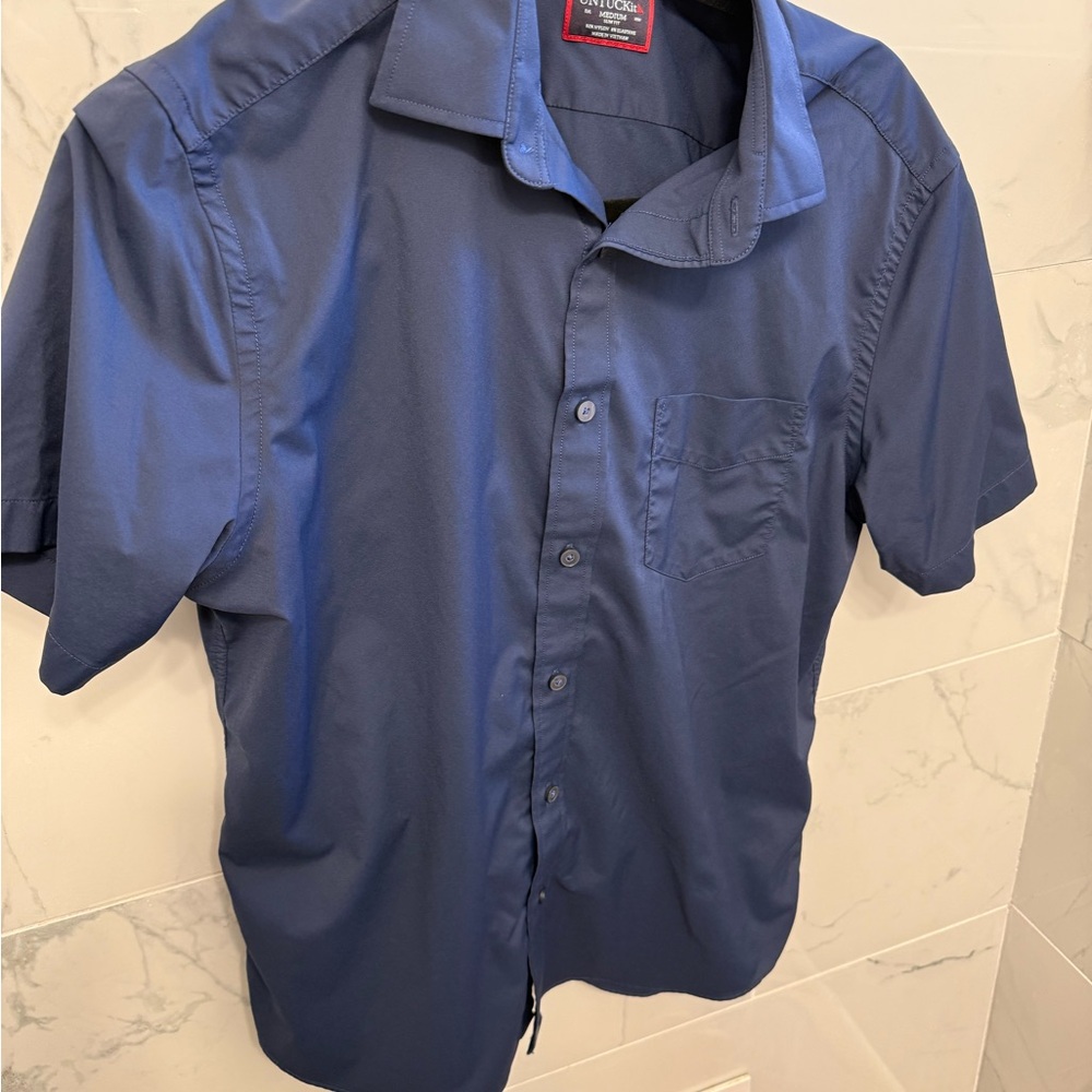 Men's  UNTUCKit Navy Blue Button-down Shirt